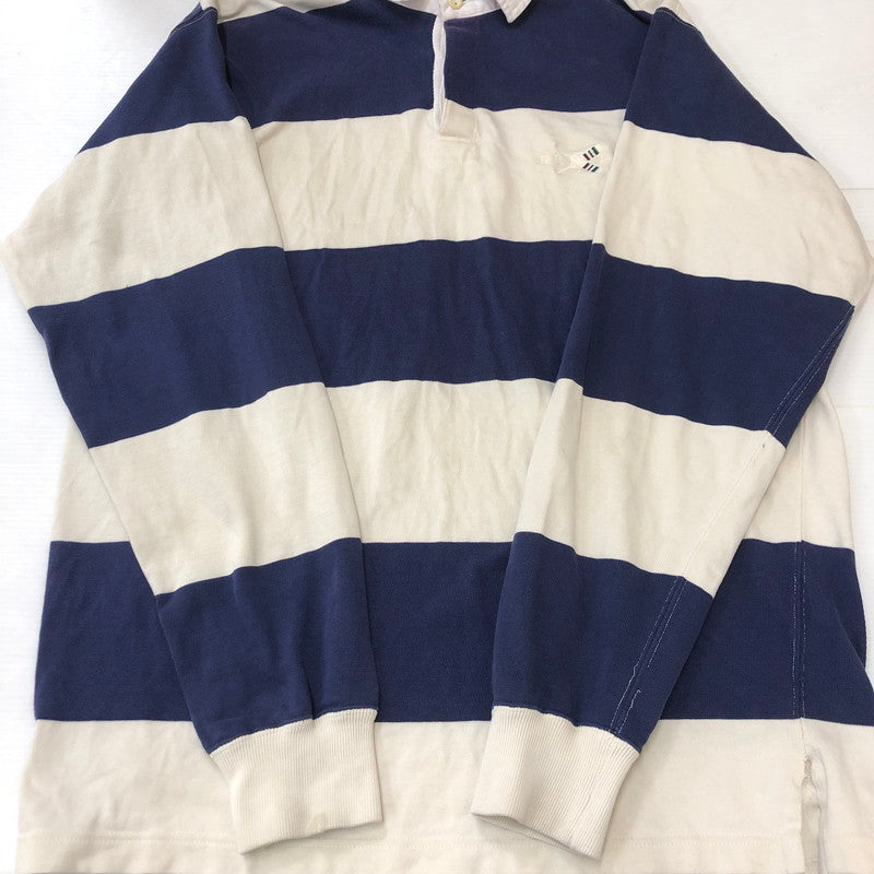 【現状渡し品】【メンズ】 Polo by Ralph Lauren ポロバイラルフローレン BORDER RUGGER SHIRT ボーダー ラガーシャツ トップス 長袖 ラグビーシャツ 147-250506-kk-02-tei サイズ：XL カラー：ホワイト/ネイビー 万代Net店