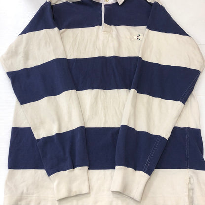 【現状渡し品】【メンズ】 Polo by Ralph Lauren ポロバイラルフローレン BORDER RUGGER SHIRT ボーダー ラガーシャツ トップス 長袖 ラグビーシャツ 147-250506-kk-02-tei サイズ：XL カラー：ホワイト/ネイビー 万代Net店