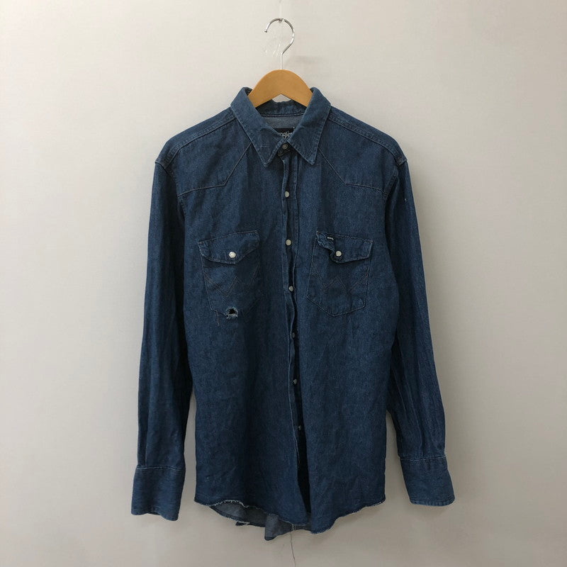 【現状渡し品】【メンズ】 Wrangler ラングラー L/S DENIM WESTERN SHIRT 70127MW ロングスリーブ デニム ウエスタンシャツ 長袖 トップス 145-250512-KS-10-tei サイズ：16 1/2 - 34 カラー：インディゴ 万代Net店