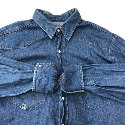 【現状渡し品】【メンズ】 Wrangler ラングラー L/S DENIM WESTERN SHIRT 70127MW ロングスリーブ デニム ウエスタンシャツ 長袖 トップス 145-250512-KS-10-tei サイズ：16 1/2 - 34 カラー：インディゴ 万代Net店