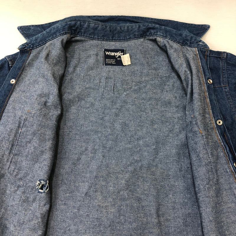 【現状渡し品】【メンズ】 Wrangler ラングラー L/S DENIM WESTERN SHIRT 70127MW ロングスリーブ デニム ウエスタンシャツ 長袖 トップス 145-250512-KS-10-tei サイズ：16 1/2 - 34 カラー：インディゴ 万代Net店