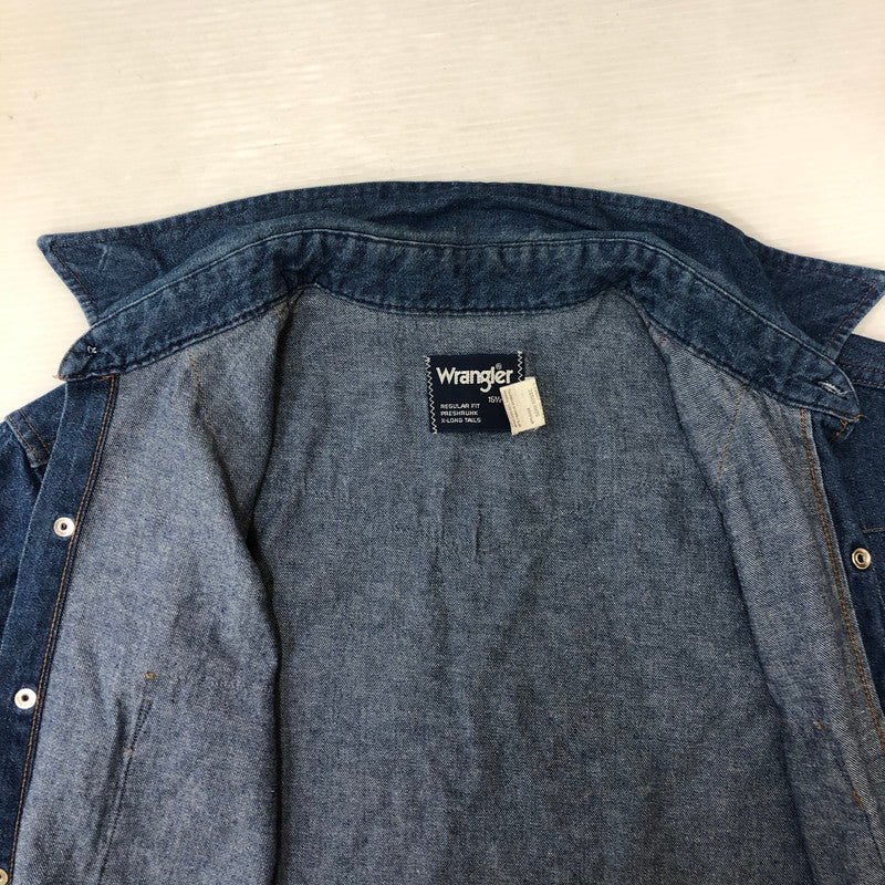【現状渡し品】【メンズ】 Wrangler ラングラー L/S DENIM WESTERN SHIRT 70127MW ロングスリーブ デニム ウエスタンシャツ 長袖 トップス 145-250512-KS-10-tei サイズ：16 1/2 - 34 カラー：インディゴ 万代Net店