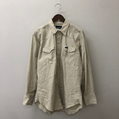 【中古品】【メンズ】 Wrangler ラングラー 80's TWILL WESTERN L/S SHIRT MW9741T VINTAGE 80年代 ツイル ウエスタン ロングスリーブ シャツ 長袖 トップス ヴィンテージ 145-250519-KS-15-tei サイズ：16 1/2 カラー：ベージュ 万代Net店