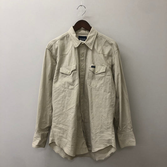 【中古品】【メンズ】 Wrangler ラングラー 80's TWILL WESTERN L/S SHIRT MW9741T VINTAGE 80年代 ツイル ウエスタン ロングスリーブ シャツ 長袖 トップス ヴィンテージ 145-250519-KS-15-tei サイズ：16 1/2 カラー：ベージュ 万代Net店