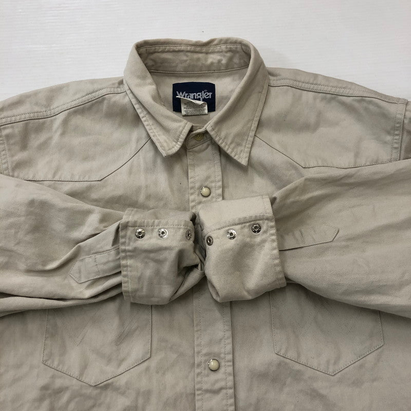 【中古品】【メンズ】 Wrangler ラングラー 80's TWILL WESTERN L/S SHIRT MW9741T VINTAGE 80年代 ツイル ウエスタン ロングスリーブ シャツ 長袖 トップス ヴィンテージ 145-250519-KS-15-tei サイズ：16 1/2 カラー：ベージュ 万代Net店
