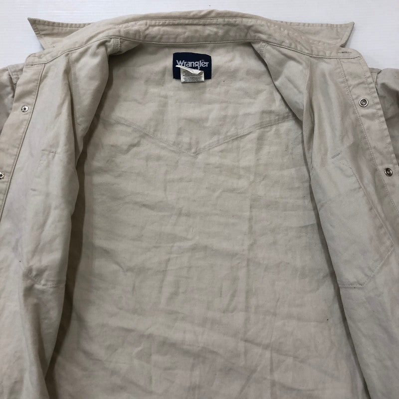 【中古品】【メンズ】 Wrangler ラングラー 80's TWILL WESTERN L/S SHIRT MW9741T VINTAGE 80年代 ツイル ウエスタン ロングスリーブ シャツ 長袖 トップス ヴィンテージ 145-250519-KS-15-tei サイズ：16 1/2 カラー：ベージュ 万代Net店