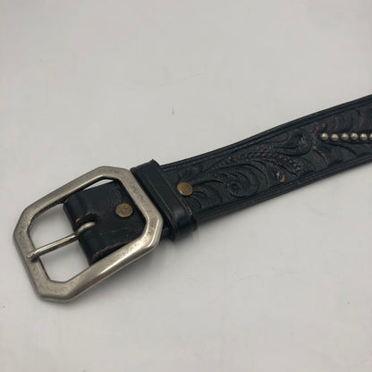 【中古品】【メンズ】 RockMount ロックマウント LEATHER STUDS BELT USA製 レザー スタッズベルト アクセサリー 服飾雑貨 205-250612-kk-07-tei サイズ：36 カラー：ブラック 万代Net店