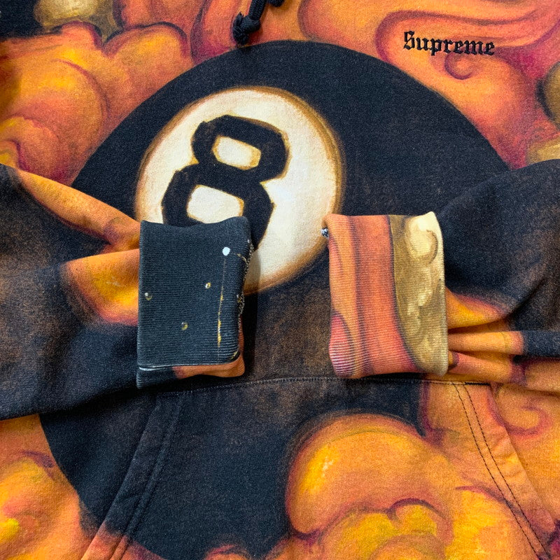 【中古品】【メンズ】 Supreme シュプリーム × Martin Wong マーティン ウォン 別注 コラボ 19AW 8 BALL HOODED SWEATSHIRT 8ボール フーデッド スウェットシャツ トップス プルオーバーパーカー 149-251217-yy-09-fuz サイズ：M カラー：オレンジ 万代Net店