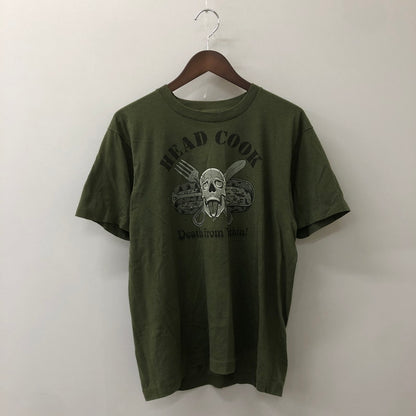 【中古品】【メンズ】 SCREEN STARS スクリーンスターズ 80's HEAD COOK DEATH FROM WITHIN ARMY T-SHIRT VINTAGE 80年代 ヘッドクック デス フロム ウィズイン アーミー Tシャツ 半袖 トップス ヴィンテージ 145-250529-kk-16-tei サイズ：L カラー：カーキ 万代Net店