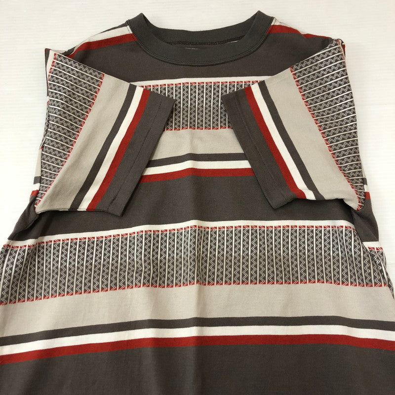 【中古品】【メンズ】 The REAL McCOY'S ザリアルマッコイズ JACQURD KNIT STRIPE TEE MC24017 ジャカード ニット ストライプ Tシャツ 半袖 トップス 145-250602-KS-10-tei サイズ：36 カラー：グレー 万代Net店
