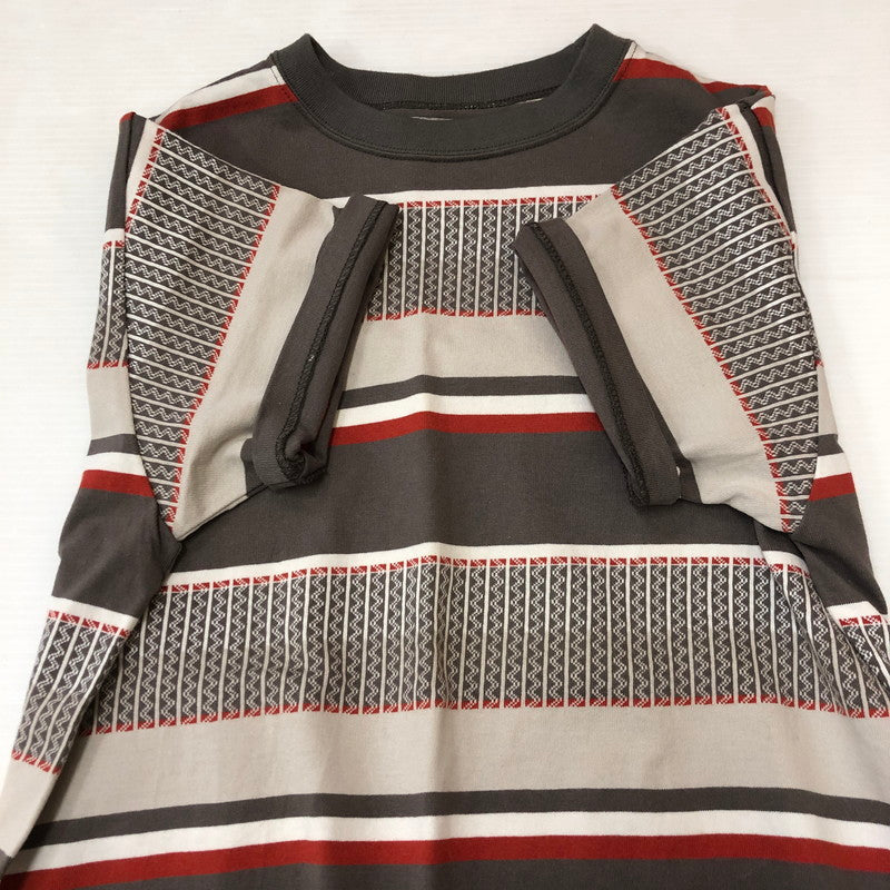 【中古品】【メンズ】 The REAL McCOY'S ザリアルマッコイズ JACQURD KNIT STRIPE TEE MC24017 ジャカード ニット ストライプ Tシャツ 半袖 トップス 145-250602-KS-10-tei サイズ：36 カラー：グレー 万代Net店