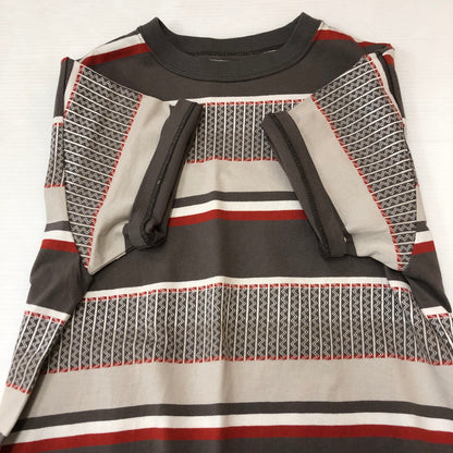 【中古品】【メンズ】 The REAL McCOY'S ザリアルマッコイズ JACQURD KNIT STRIPE TEE MC24017 ジャカード ニット ストライプ Tシャツ 半袖 トップス 145-250602-KS-10-tei サイズ：36 カラー：グレー 万代Net店