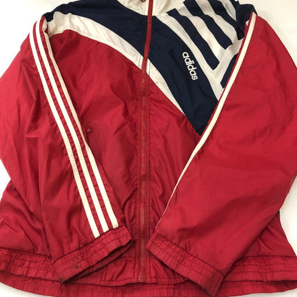 【現状渡し品】【メンズ】 adidas アディダス 80's NYLON ZIP UP JACKET VINTAGE 80年代 ナイロン ジップアップ ジャケット ライトアウター ヴィンテージ 148-250609-ks-17-fuz サイズ：L カラー：レッド 万代Net店