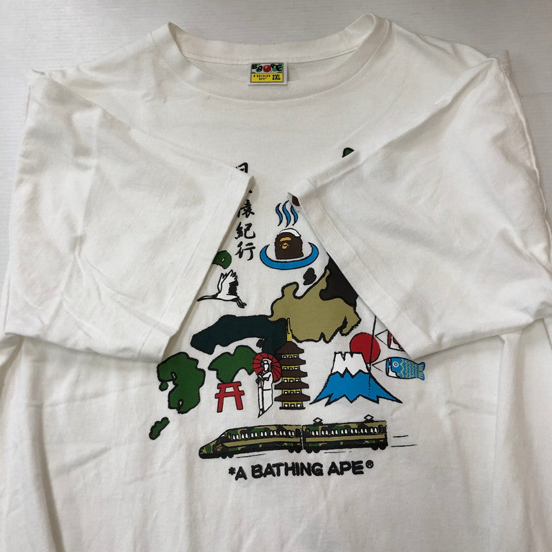 【中古品】【メンズ】 A BATHING APE アベイシングエイプ JAPONISM COLLECTION JAPAN CULTURE TEE 001TEH201040X ジャポニズム コレクション ジャパン カルチャー Tシャツ 日本猿紀行 半袖 トップス 142-250621-yo-11-tei サイズ：2XL カラー：ホワイト 万代Net店