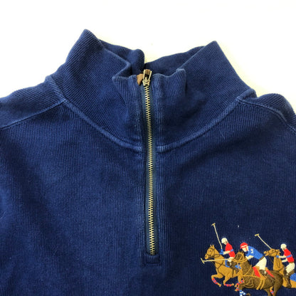 【中古品】【メンズ】 Polo by Ralph Lauren ポロバイラルフローレン TRIPLEPONY HALF ZIP SWEATER MC26B トリプルポニー ハーフジップ セーター スウェット トップス プルオーバー 145-250609-KS-11-tei サイズ：XL カラー：ブルー 万代Net店