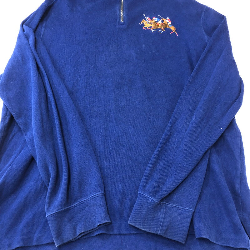 【中古品】【メンズ】 Polo by Ralph Lauren ポロバイラルフローレン TRIPLEPONY HALF ZIP SWEATER MC26B トリプルポニー ハーフジップ セーター スウェット トップス プルオーバー 145-250609-KS-11-tei サイズ：XL カラー：ブルー 万代Net店
