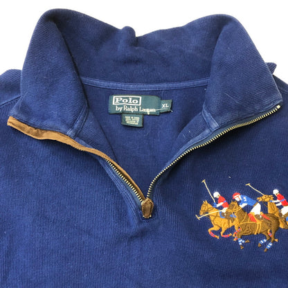 【中古品】【メンズ】 Polo by Ralph Lauren ポロバイラルフローレン TRIPLEPONY HALF ZIP SWEATER MC26B トリプルポニー ハーフジップ セーター スウェット トップス プルオーバー 145-250609-KS-11-tei サイズ：XL カラー：ブルー 万代Net店