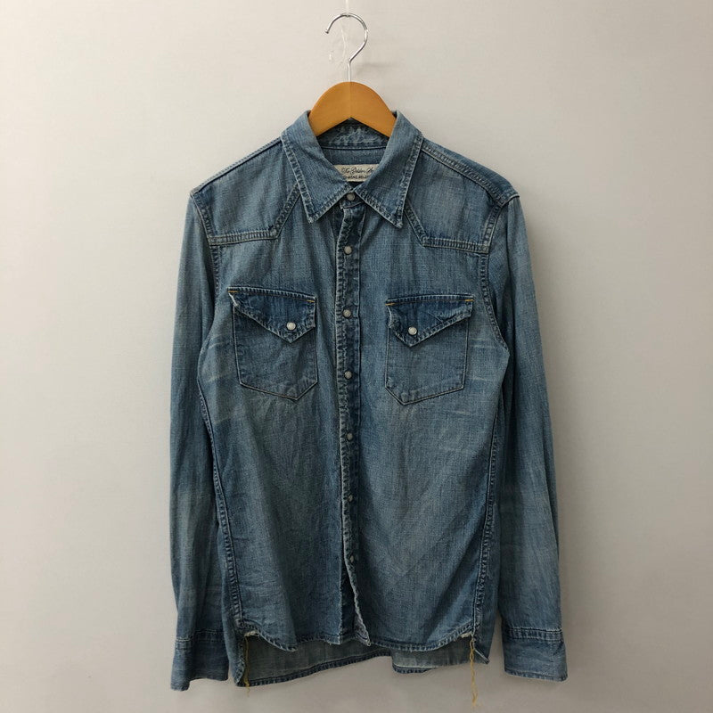 【中古品】【メンズ】 REMI RELIEF レミレリーフ PLAIN DENIM WESTERN SHIRT プレーン デニム ウエスタン シャツ 長袖 トップス 140-250709-yo-01-tei サイズ：M カラー：ライトインディゴ 万代Net店