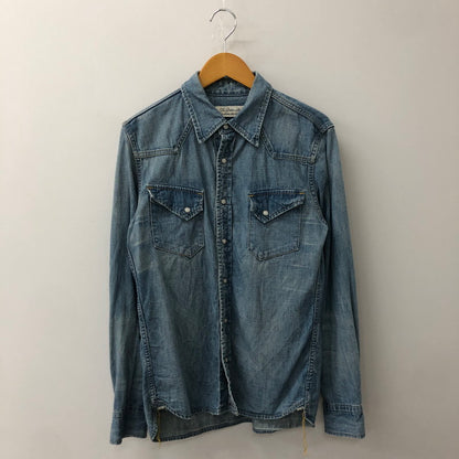 【中古品】【メンズ】 REMI RELIEF レミレリーフ PLAIN DENIM WESTERN SHIRT プレーン デニム ウエスタン シャツ 長袖 トップス 140-250709-yo-01-tei サイズ：M カラー：ライトインディゴ 万代Net店