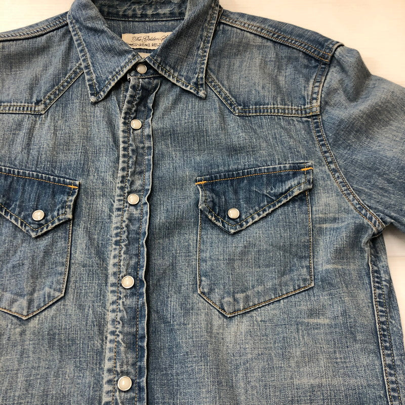 【中古品】【メンズ】 REMI RELIEF レミレリーフ PLAIN DENIM WESTERN SHIRT プレーン デニム ウエスタン シャツ 長袖 トップス 140-250709-yo-01-tei サイズ：M カラー：ライトインディゴ 万代Net店