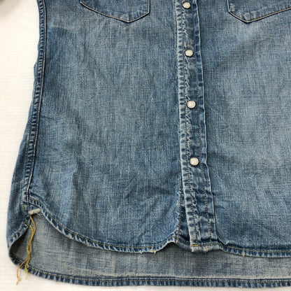 【中古品】【メンズ】 REMI RELIEF レミレリーフ PLAIN DENIM WESTERN SHIRT プレーン デニム ウエスタン シャツ 長袖 トップス 140-250709-yo-01-tei サイズ：M カラー：ライトインディゴ 万代Net店