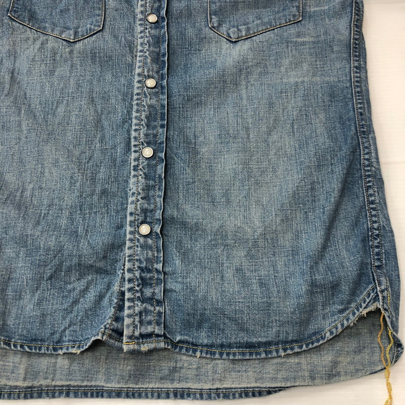 【中古品】【メンズ】 REMI RELIEF レミレリーフ PLAIN DENIM WESTERN SHIRT プレーン デニム ウエスタン シャツ 長袖 トップス 140-250709-yo-01-tei サイズ：M カラー：ライトインディゴ 万代Net店