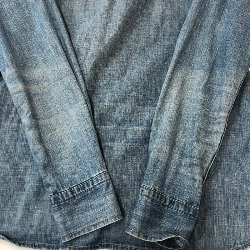 【中古品】【メンズ】 REMI RELIEF レミレリーフ PLAIN DENIM WESTERN SHIRT プレーン デニム ウエスタン シャツ 長袖 トップス 140-250709-yo-01-tei サイズ：M カラー：ライトインディゴ 万代Net店