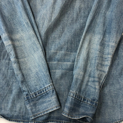 【中古品】【メンズ】 REMI RELIEF レミレリーフ PLAIN DENIM WESTERN SHIRT プレーン デニム ウエスタン シャツ 長袖 トップス 140-250709-yo-01-tei サイズ：M カラー：ライトインディゴ 万代Net店