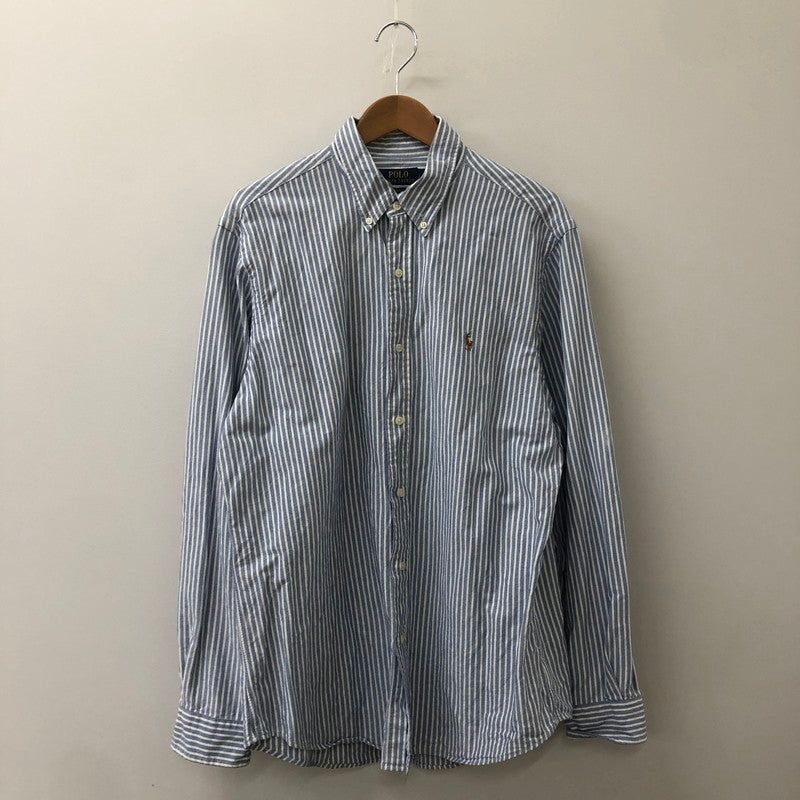 【中古品】【メンズ】 POLO RALPH LAUREN ポロ・ラルフローレン CLASSIC FIT L/S STRIPE B.D SHIRT クラシック フィット ストライプ ロングスリーブ ボタンダウンシャツ 長袖 トップス 147-250602-KS-19-tei サイズ：L カラー：ブルー 万代Net店