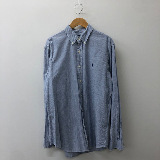 【中古品】【メンズ】 POLO RALPH LAUREN ポロ・ラルフローレン CLASSIC FIT L/S STRIPE B.D SHIRT クラシック フィット ストライプ ロングスリーブ ボタンダウンシャツ 長袖 トップス 147-250602-KS-18-tei サイズ：L カラー：ブルー 万代Net店