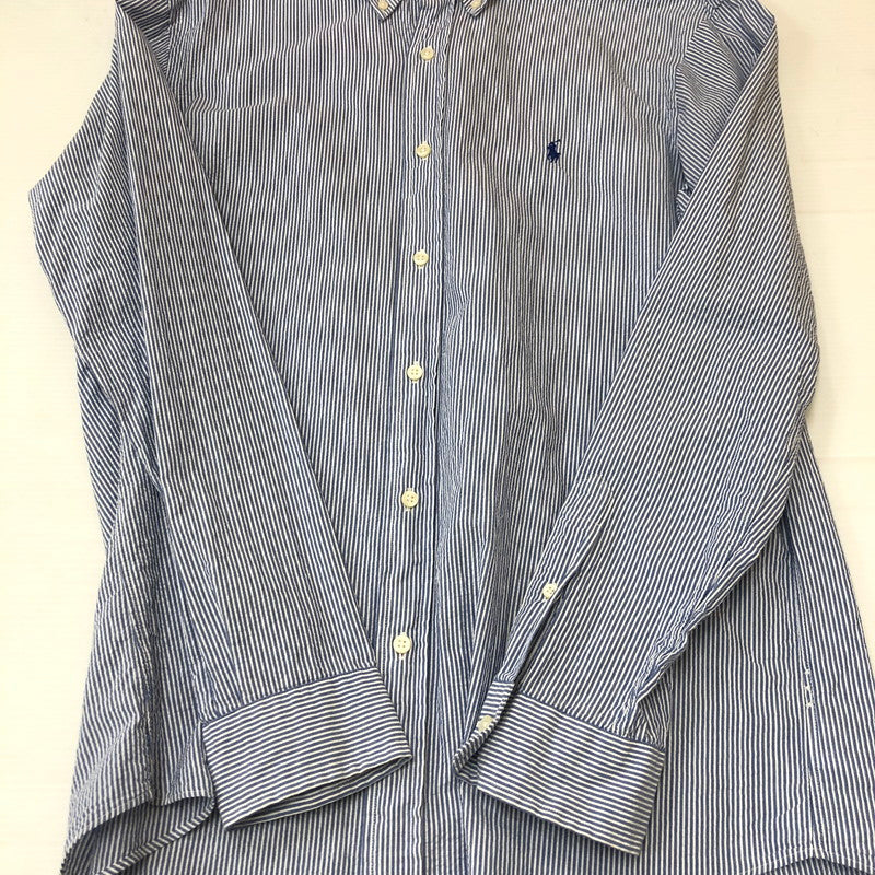 【中古品】【メンズ】 POLO RALPH LAUREN ポロ・ラルフローレン CLASSIC FIT L/S STRIPE B.D SHIRT クラシック フィット ストライプ ロングスリーブ ボタンダウンシャツ 長袖 トップス 147-250602-KS-18-tei サイズ：L カラー：ブルー 万代Net店