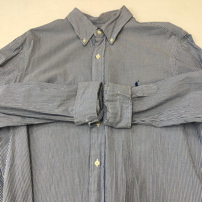 【中古品】【メンズ】 POLO RALPH LAUREN ポロ・ラルフローレン CLASSIC FIT L/S STRIPE B.D SHIRT クラシック フィット ストライプ ロングスリーブ ボタンダウンシャツ 長袖 トップス 147-250602-KS-18-tei サイズ：L カラー：ブルー 万代Net店