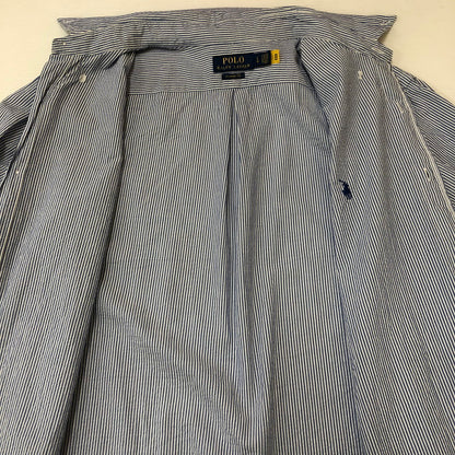 【中古品】【メンズ】 POLO RALPH LAUREN ポロ・ラルフローレン CLASSIC FIT L/S STRIPE B.D SHIRT クラシック フィット ストライプ ロングスリーブ ボタンダウンシャツ 長袖 トップス 147-250602-KS-18-tei サイズ：L カラー：ブルー 万代Net店