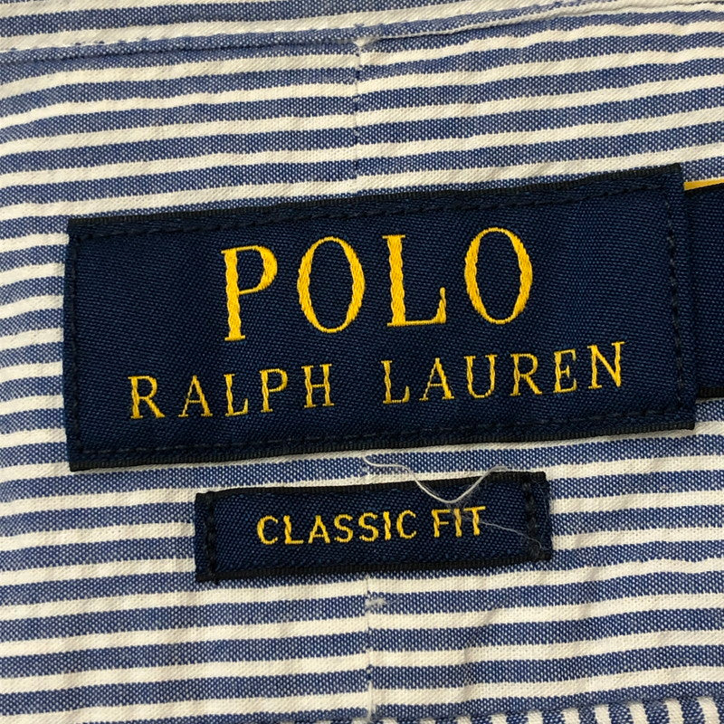 【中古品】【メンズ】 POLO RALPH LAUREN ポロ・ラルフローレン CLASSIC FIT L/S STRIPE B.D SHIRT クラシック フィット ストライプ ロングスリーブ ボタンダウンシャツ 長袖 トップス 147-250602-KS-18-tei サイズ：L カラー：ブルー 万代Net店
