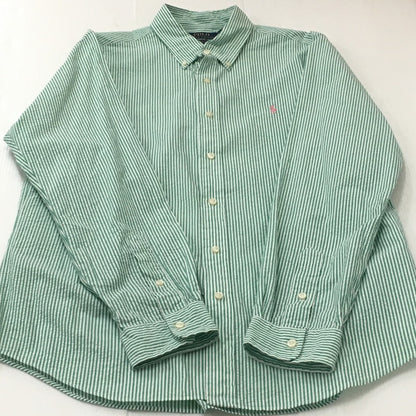 【中古品】【メンズ】 POLO RALPH LAUREN ポロ・ラルフローレン CLASSIC FIT L/S STRIPE B.D SHIRT クラシック フィット ストライプ ロングスリーブ ボタンダウンシャツ 長袖 トップス 147-250602-KS-15-tei サイズ：L カラー：グリーン 万代Net店