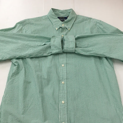 【中古品】【メンズ】 POLO RALPH LAUREN ポロ・ラルフローレン CLASSIC FIT L/S STRIPE B.D SHIRT クラシック フィット ストライプ ロングスリーブ ボタンダウンシャツ 長袖 トップス 147-250602-KS-15-tei サイズ：L カラー：グリーン 万代Net店