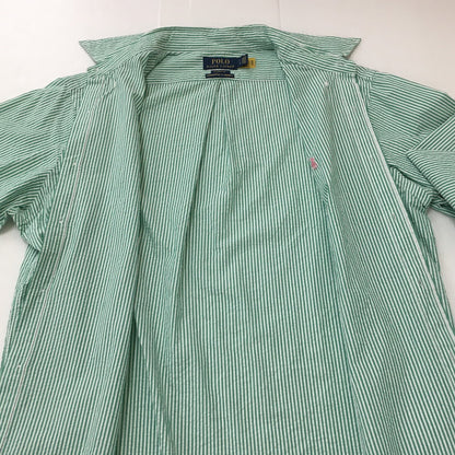 【中古品】【メンズ】 POLO RALPH LAUREN ポロ・ラルフローレン CLASSIC FIT L/S STRIPE B.D SHIRT クラシック フィット ストライプ ロングスリーブ ボタンダウンシャツ 長袖 トップス 147-250602-KS-15-tei サイズ：L カラー：グリーン 万代Net店