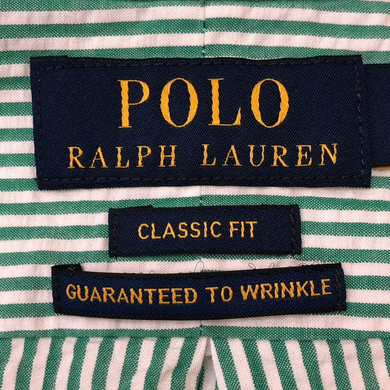 【中古品】【メンズ】 POLO RALPH LAUREN ポロ・ラルフローレン CLASSIC FIT L/S STRIPE B.D SHIRT クラシック フィット ストライプ ロングスリーブ ボタンダウンシャツ 長袖 トップス 147-250602-KS-15-tei サイズ：L カラー：グリーン 万代Net店