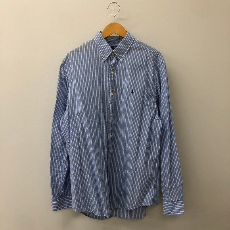 【中古品】【メンズ】 POLO RALPH LAUREN ポロ・ラルフローレン CLASSIC FIT L/S STRIPE B.D SHIRT クラシック フィット ストライプ ロングスリーブ ボタンダウンシャツ 長袖 トップス 147-250602-KS-17-tei サイズ：L カラー：ブルー 万代Net店