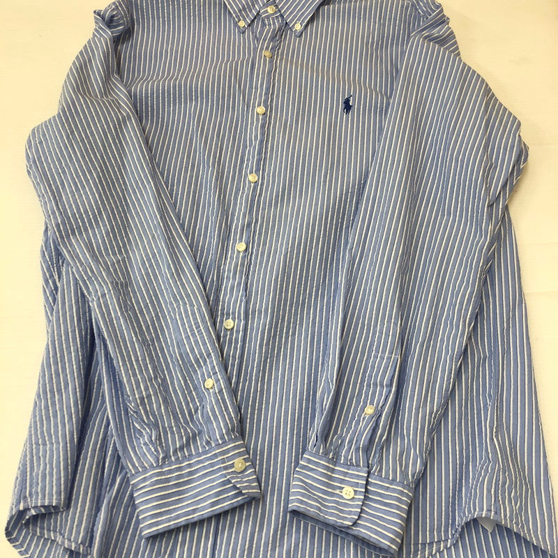 【中古品】【メンズ】 POLO RALPH LAUREN ポロ・ラルフローレン CLASSIC FIT L/S STRIPE B.D SHIRT クラシック フィット ストライプ ロングスリーブ ボタンダウンシャツ 長袖 トップス 147-250602-KS-17-tei サイズ：L カラー：ブルー 万代Net店