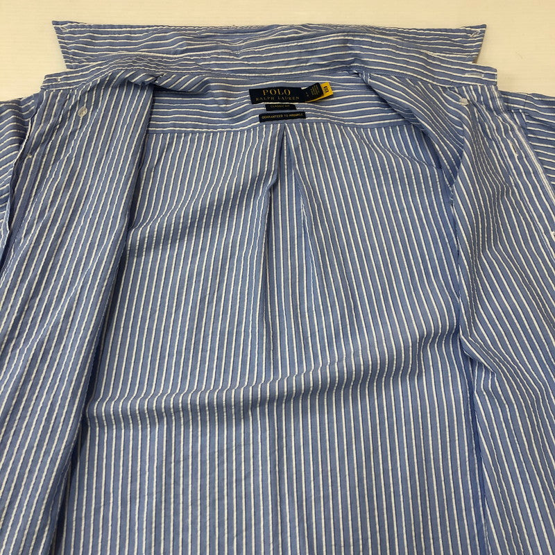 【中古品】【メンズ】 POLO RALPH LAUREN ポロ・ラルフローレン CLASSIC FIT L/S STRIPE B.D SHIRT クラシック フィット ストライプ ロングスリーブ ボタンダウンシャツ 長袖 トップス 147-250602-KS-17-tei サイズ：L カラー：ブルー 万代Net店