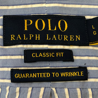【中古品】【メンズ】 POLO RALPH LAUREN ポロ・ラルフローレン CLASSIC FIT L/S STRIPE B.D SHIRT クラシック フィット ストライプ ロングスリーブ ボタンダウンシャツ 長袖 トップス 147-250602-KS-17-tei サイズ：L カラー：ブルー 万代Net店