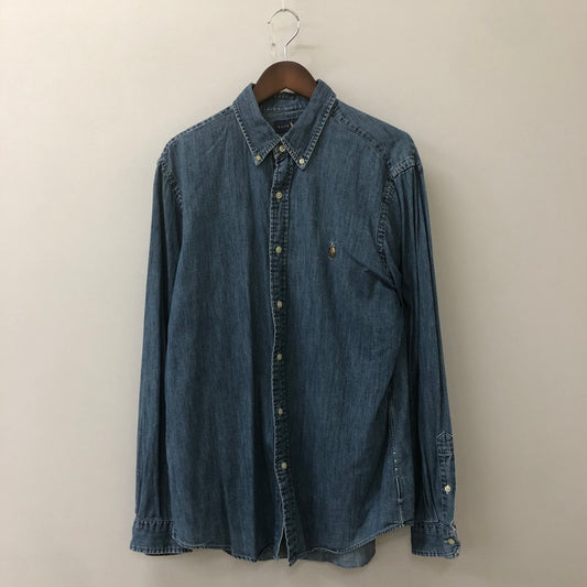 【中古品】【メンズ】 RALPH LAUREN ラルフローレン L/S DENIM B.D SHIRT ロングスリーブ デニム ボタンダウンシャツ 長袖 トップス 147-250602-KS-20-tei サイズ：L カラー：インディゴ 万代Net店
