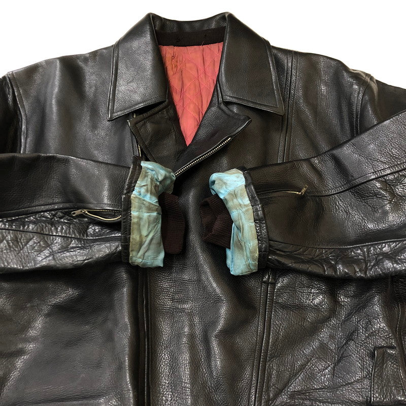 【現状渡し品】【メンズ】 UNKNOWN LEATHER DOUBLE JACKET レザー ダブル ジャケット アウター 147-250622-KS-21-tei サイズ：表記なし カラー：ブラック 万代Net店