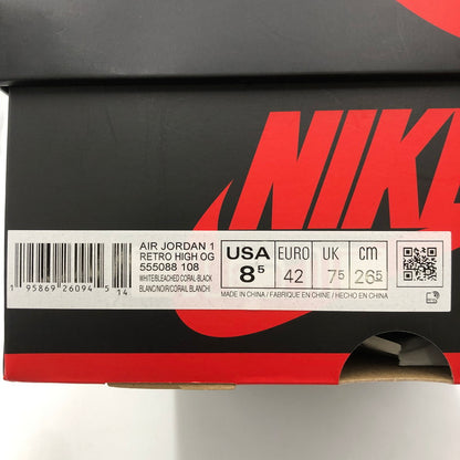 【未使用品】【メンズ】 NIKE ナイキ AIR JORDAN 1 HIGH OG BLEACHED CORAL 555088-108 エア ジョーダン 1 レトロ ハイ オリジナル スニーカー 靴 160-250606-kk-04-tei カラー：WHITE/BLEACHED CORAL-BLACK 万代Net店