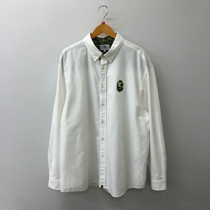 【中古品】【メンズ】 A BATHING APE アベイシングエイプ ABC CAMO ONE POINT RELAXED FIT SHIRT 001SHK801008M ABCカモ ワンポイント リラックスフィットシャツ 長袖 トップス 142-250606-kk-18-tei サイズ：XL カラー：ホワイト 万代Net店