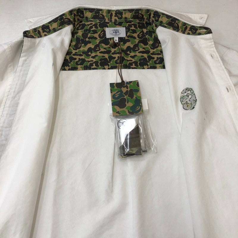 【中古品】【メンズ】 A BATHING APE アベイシングエイプ ABC CAMO ONE POINT RELAXED FIT SHIRT 001SHK801008M ABCカモ ワンポイント リラックスフィットシャツ 長袖 トップス 142-250606-kk-18-tei サイズ：XL カラー：ホワイト 万代Net店