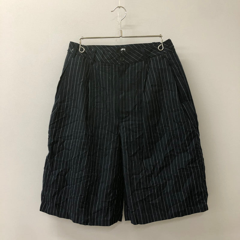 【中古品】【メンズ】 24SS VOLUME PLEATED SHORT WRINKLED STRIPE 112314 リンクルストライプ ボリューム プリーツハーフパンツ ボトムス ショートパンツ ショーツ 153-250618-kk-25-fuzh サイズ：28 カラー：ネイビー 万代Net店