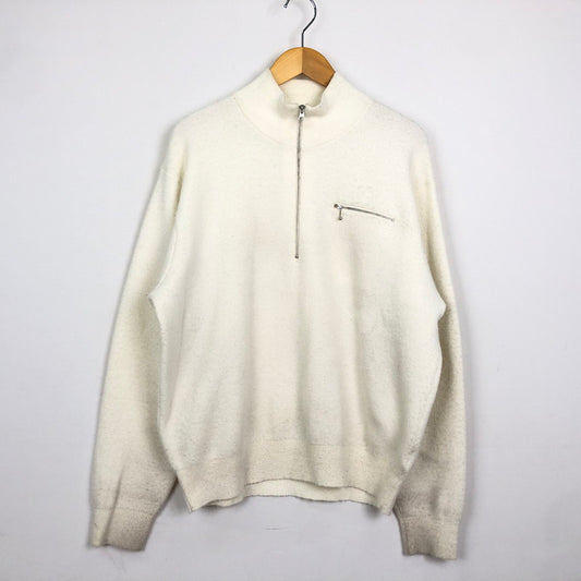【中古品】【メンズ】 STUSSY ステューシー 24SS HALF ZIP MOCK NECK SWEATER 117219 ハーフジップ モックネック セーター 長袖 トップス トレーナー 142-251120-yy-06-tei サイズ：S カラー：アイボリー 万代Net店