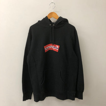 【中古品】【メンズ】 Supreme シュプリーム × COMME des GARCONS コムデギャルソン 別注 コラボ 17SS BOX LOGO HOODED SWEATSHIRT ボックスロゴ フーデッドスウェットシャツ トップス プルオーバーパーカー 149-250731-kk-06-tei サイズ：L カラー：ブラック 万代Net店